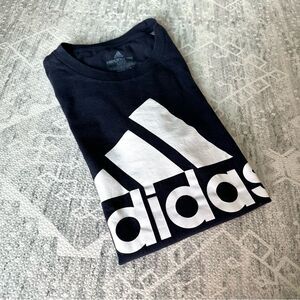 Adidas Amplifier Navy Sports Short Sleeve Regular Tee Shirt Big Center Logo Sz M